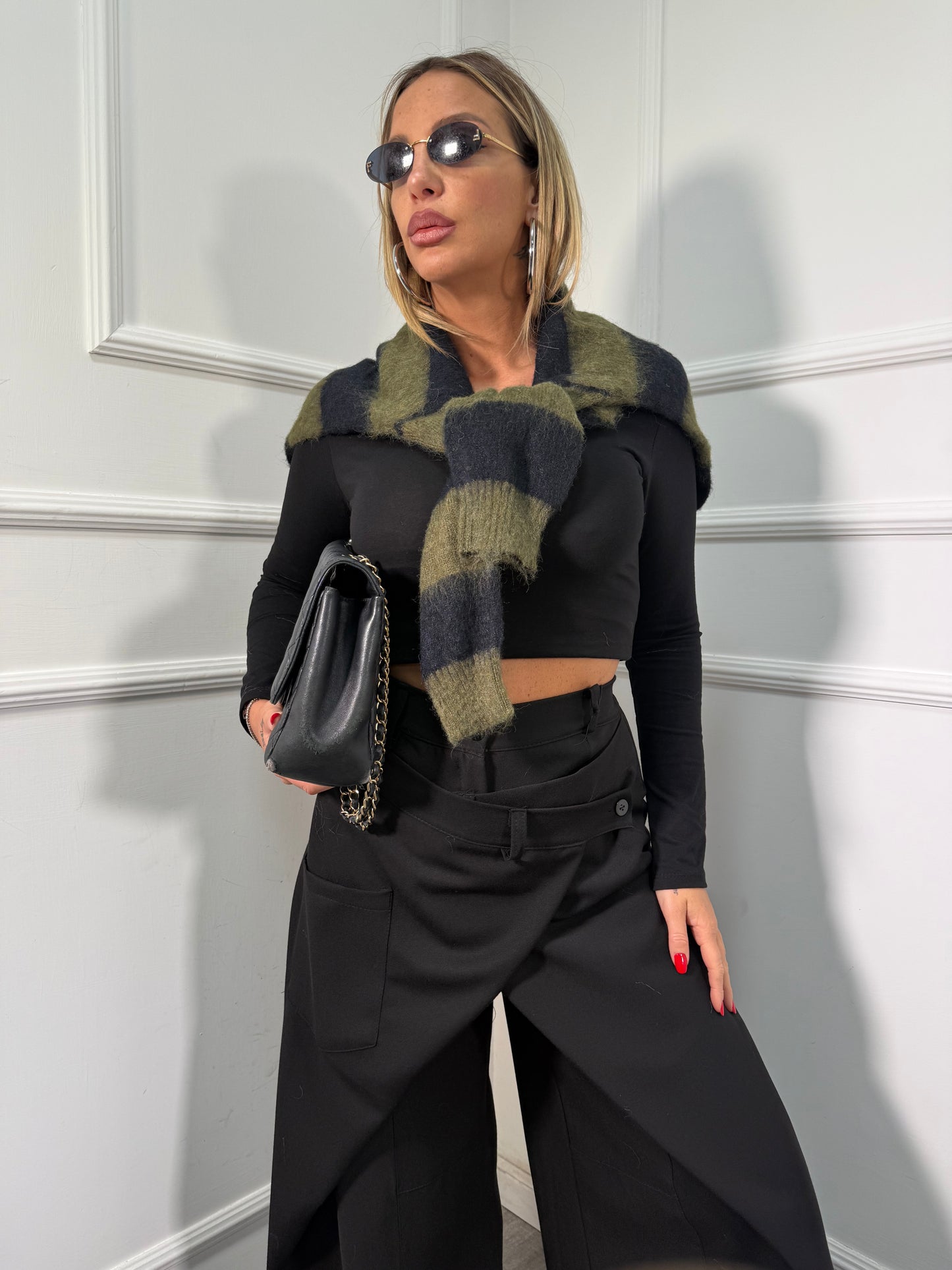 Pantaloni balloon doppio bustino asimmetrico Tokyo nero nf9251