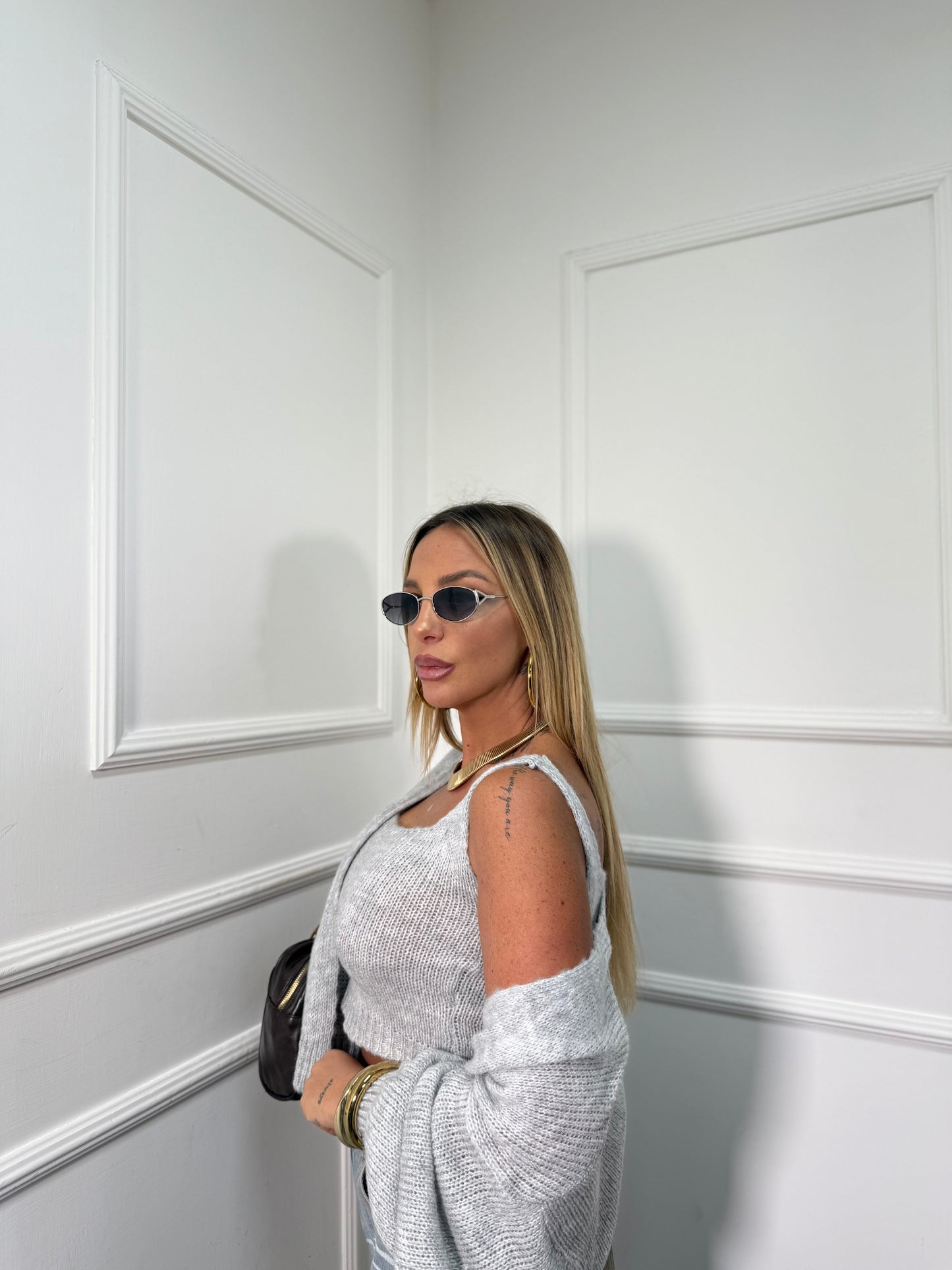 Twin set in lana cotta Bunny grigio