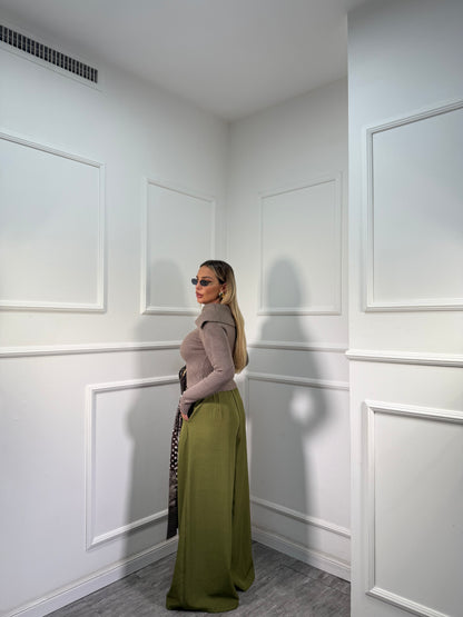 Pantaloni palazzo con foulard Must Have verde kiwi 18188