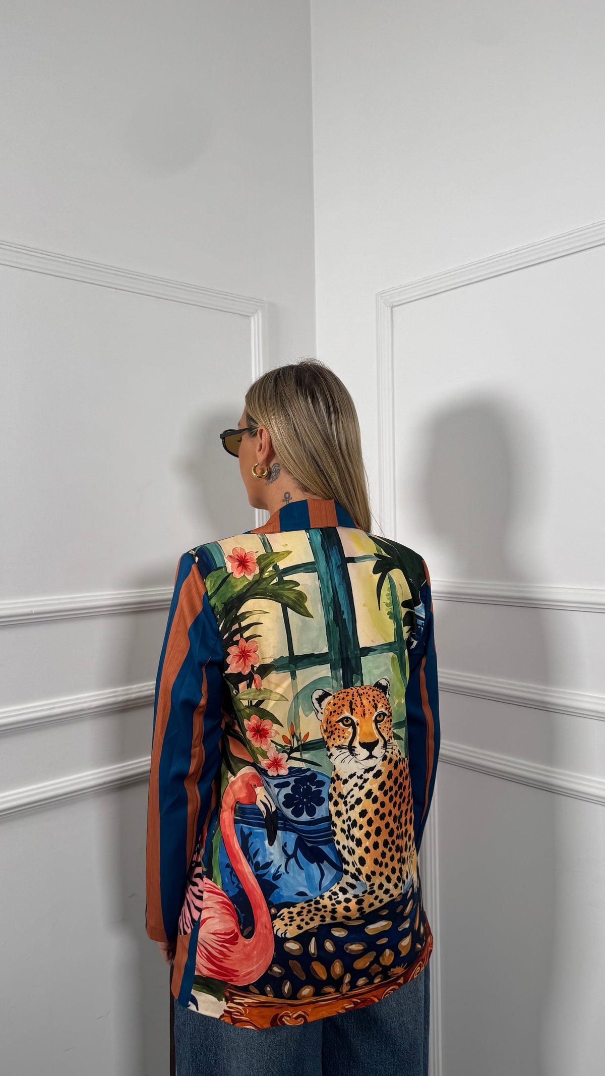 Blazer con spalline a righe Fenicottero Have petrolio/ruggine 26860