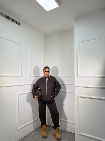 Coordinato tuta in pile Stoccolma cioccolato 22663