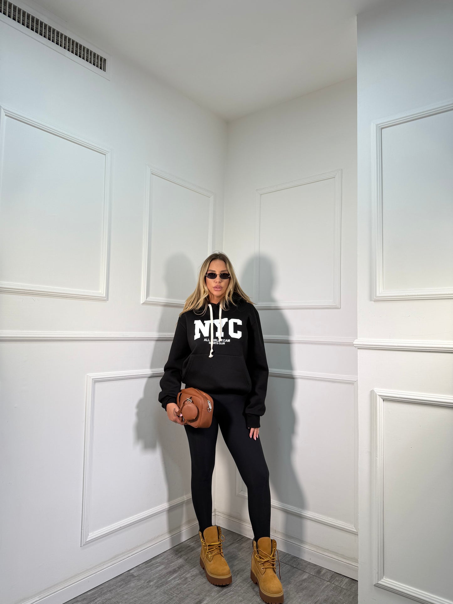 Felpa in pile NYC nera