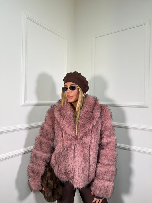 Ecofur con inserti in ecopelle Alaska rosa antico l8010