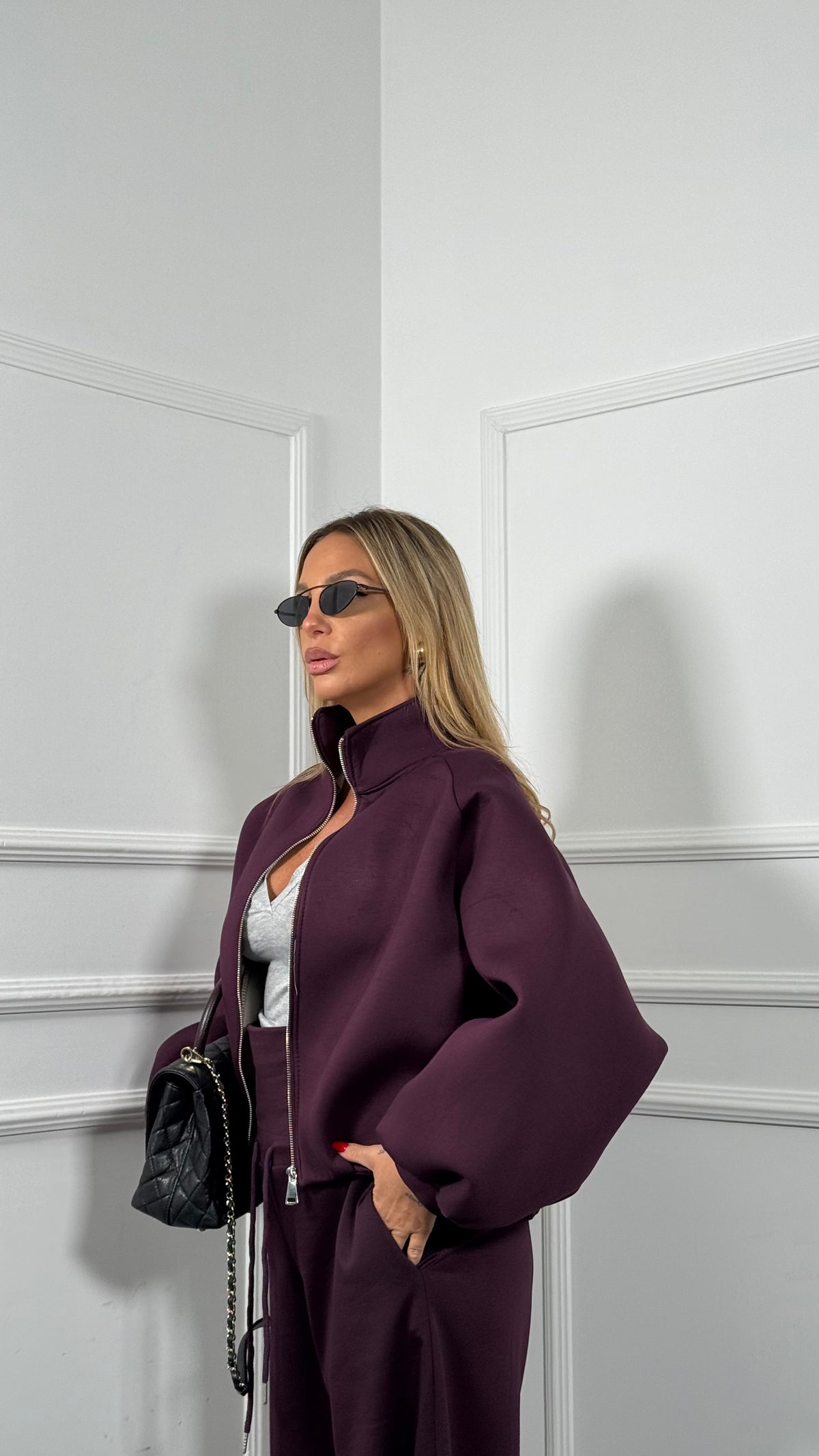 Giubbotto in felpa neoprene Paola borgogna m8771