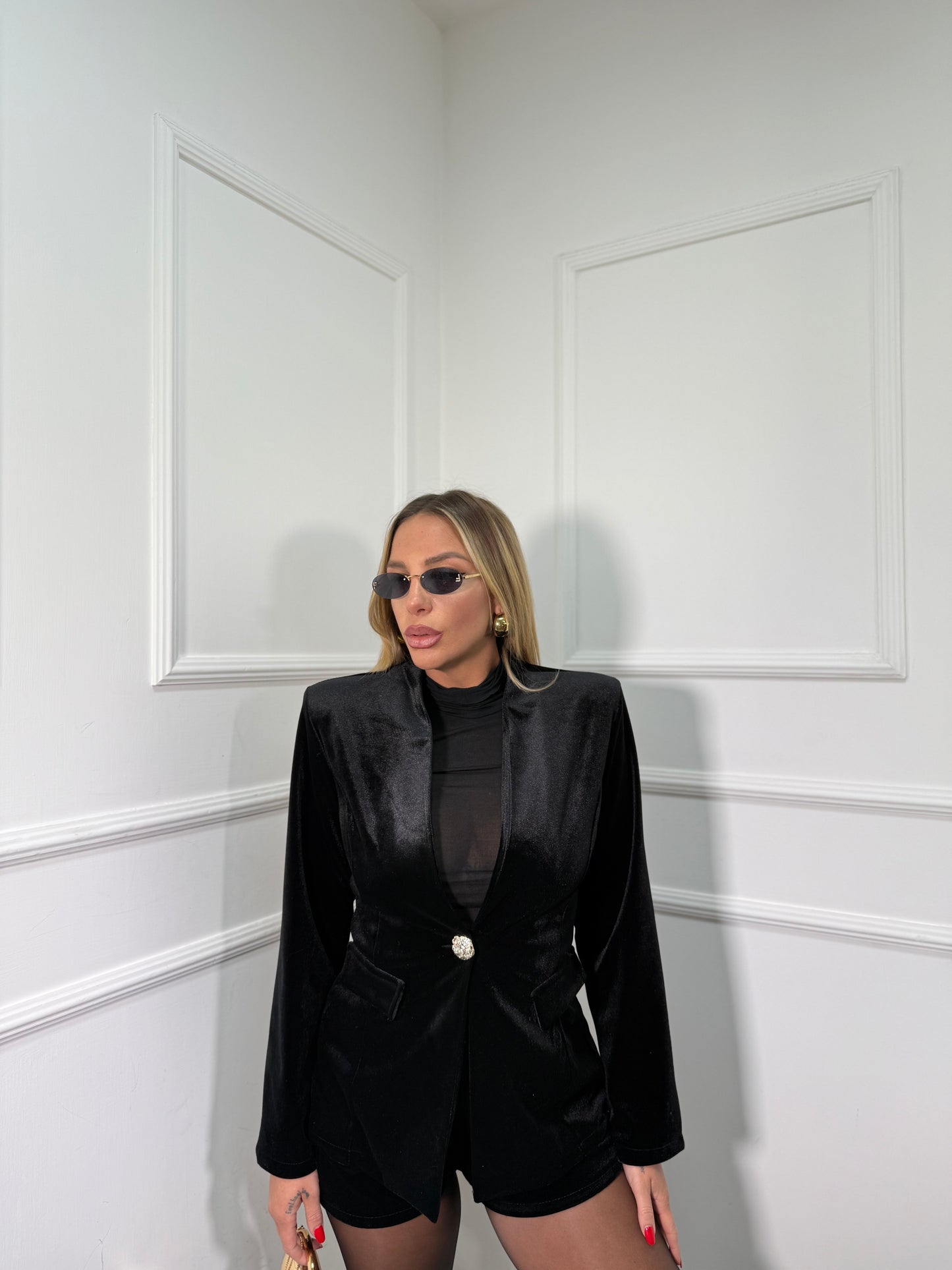 Tailleur in velluto Lusy nero 45058/059