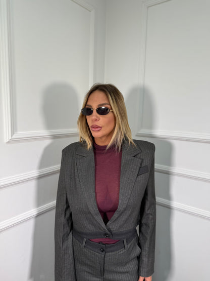 Tailleur gessato James grigio scuro b9626/27