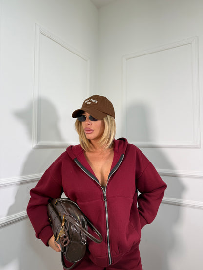 Coordinato tuta in pile Walking bordeaux 22656