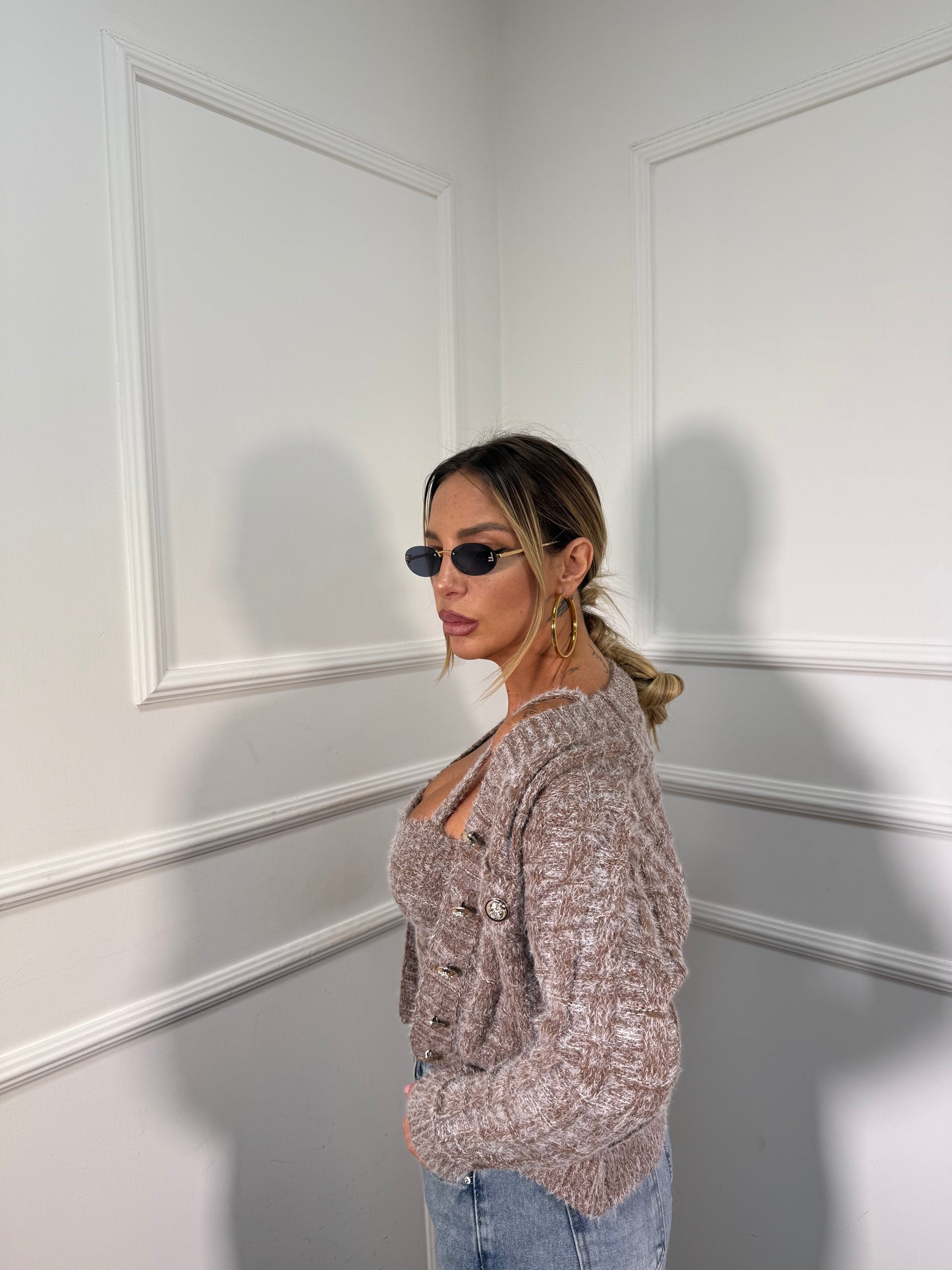 Twin-set in misto lana Lily taupe wz134