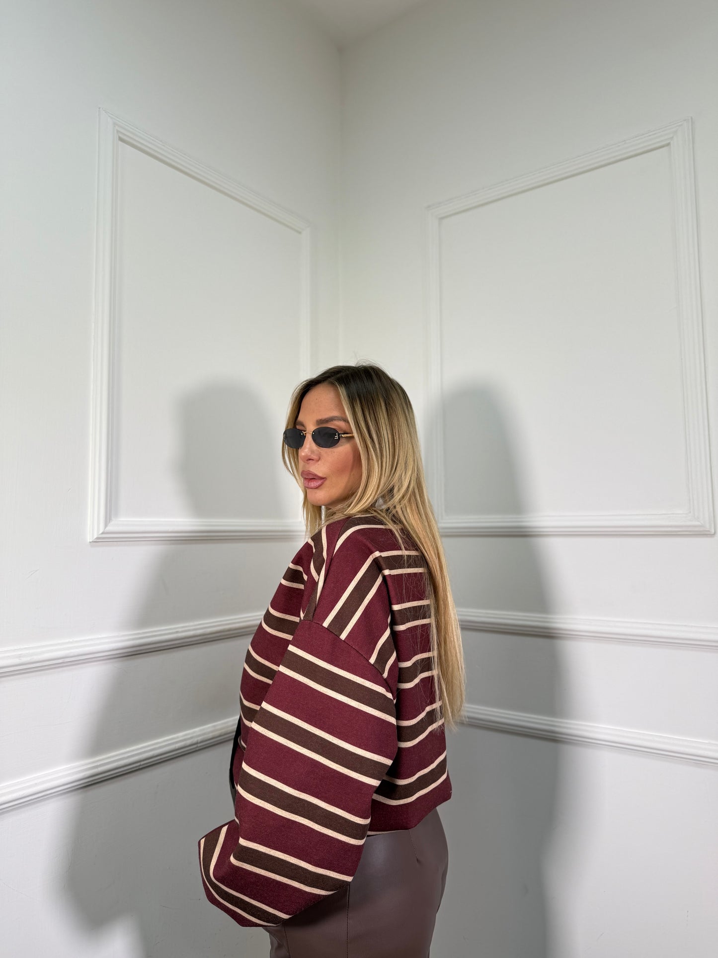 Polo con finta camicia e cravattino Melbourne bordeaux m60755