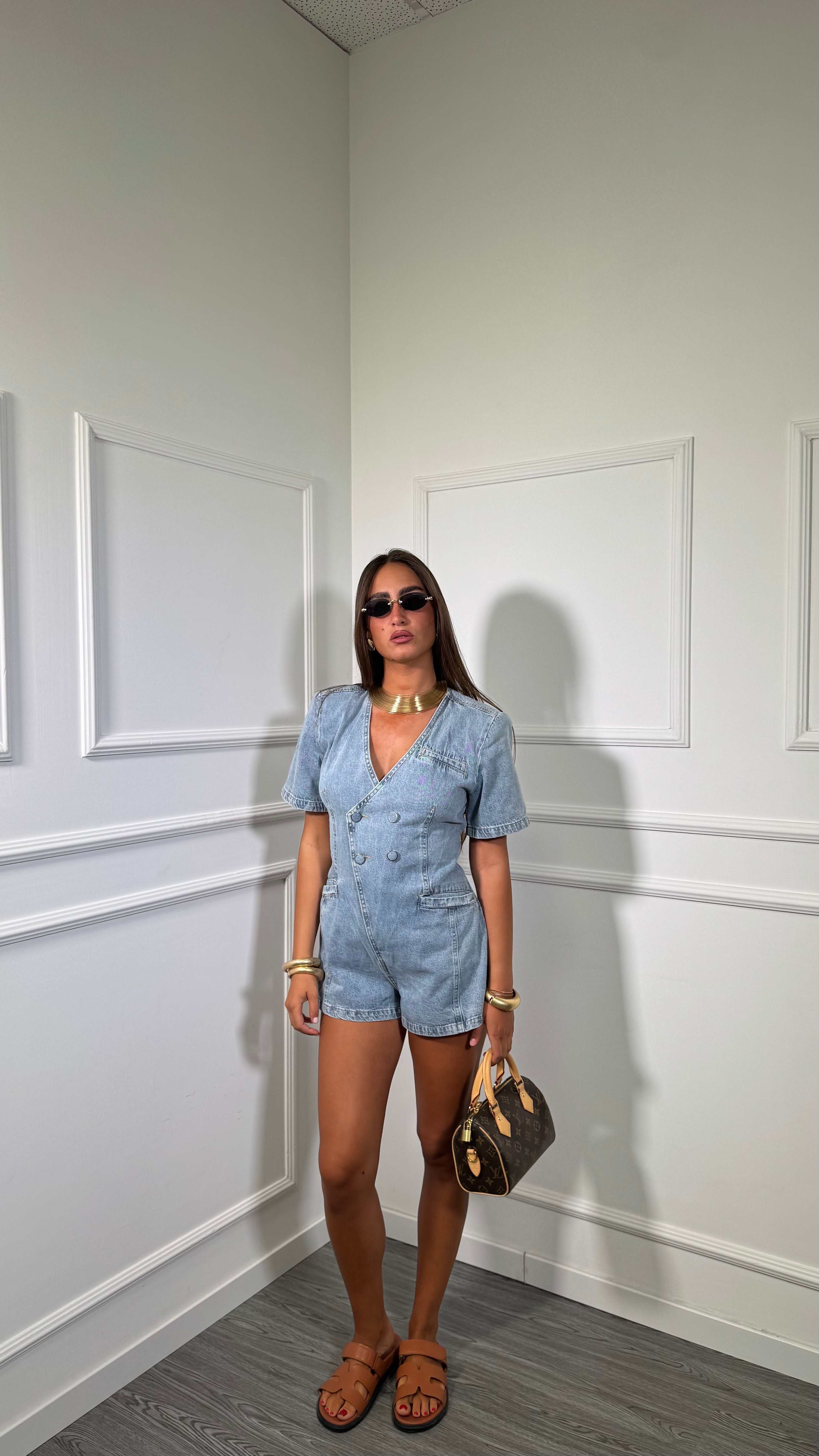 Jumpsuit  in denim con spalline Cindy 06713