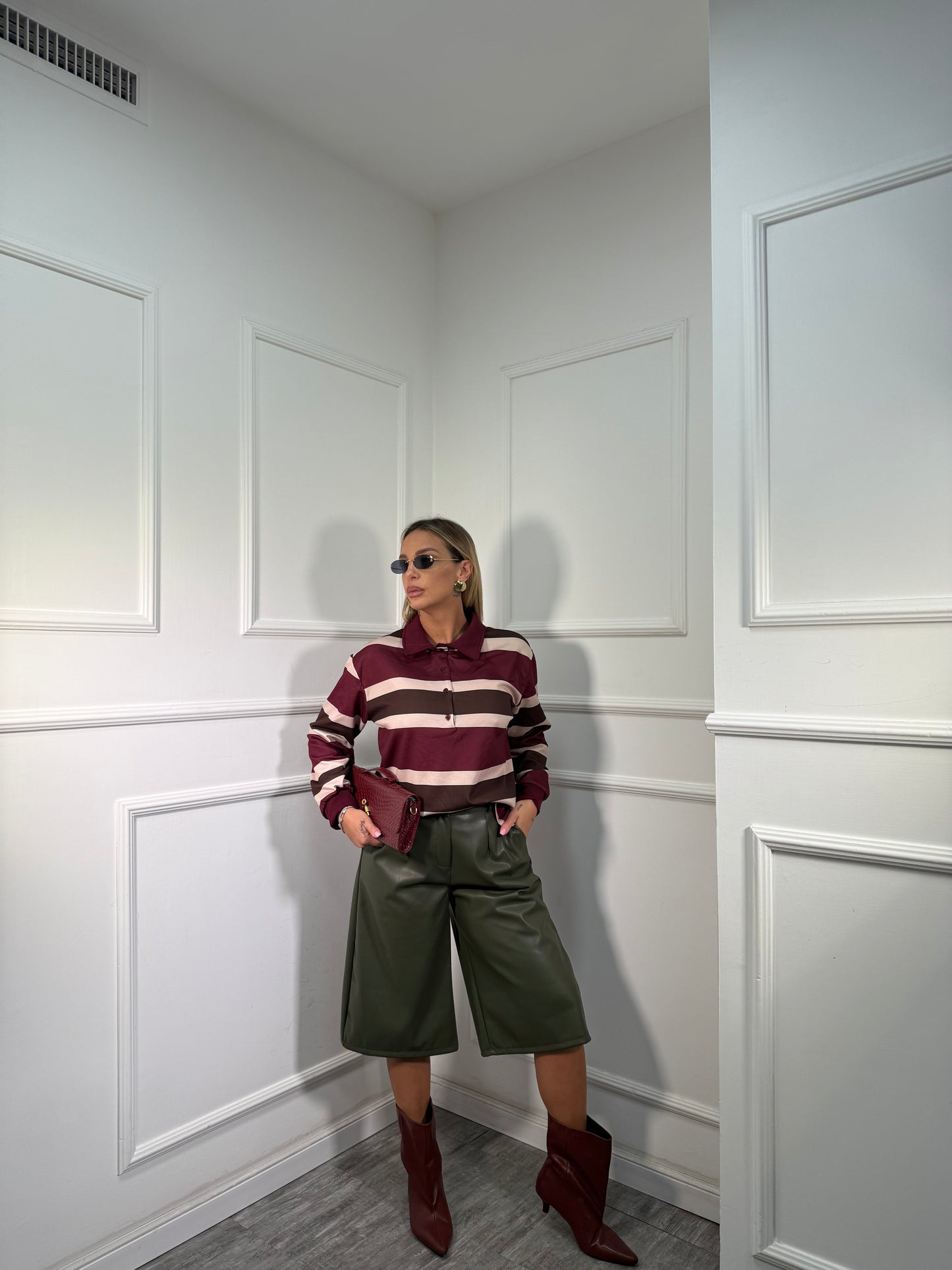 Bermuda in ecopelle Orlando verde oliva 18197