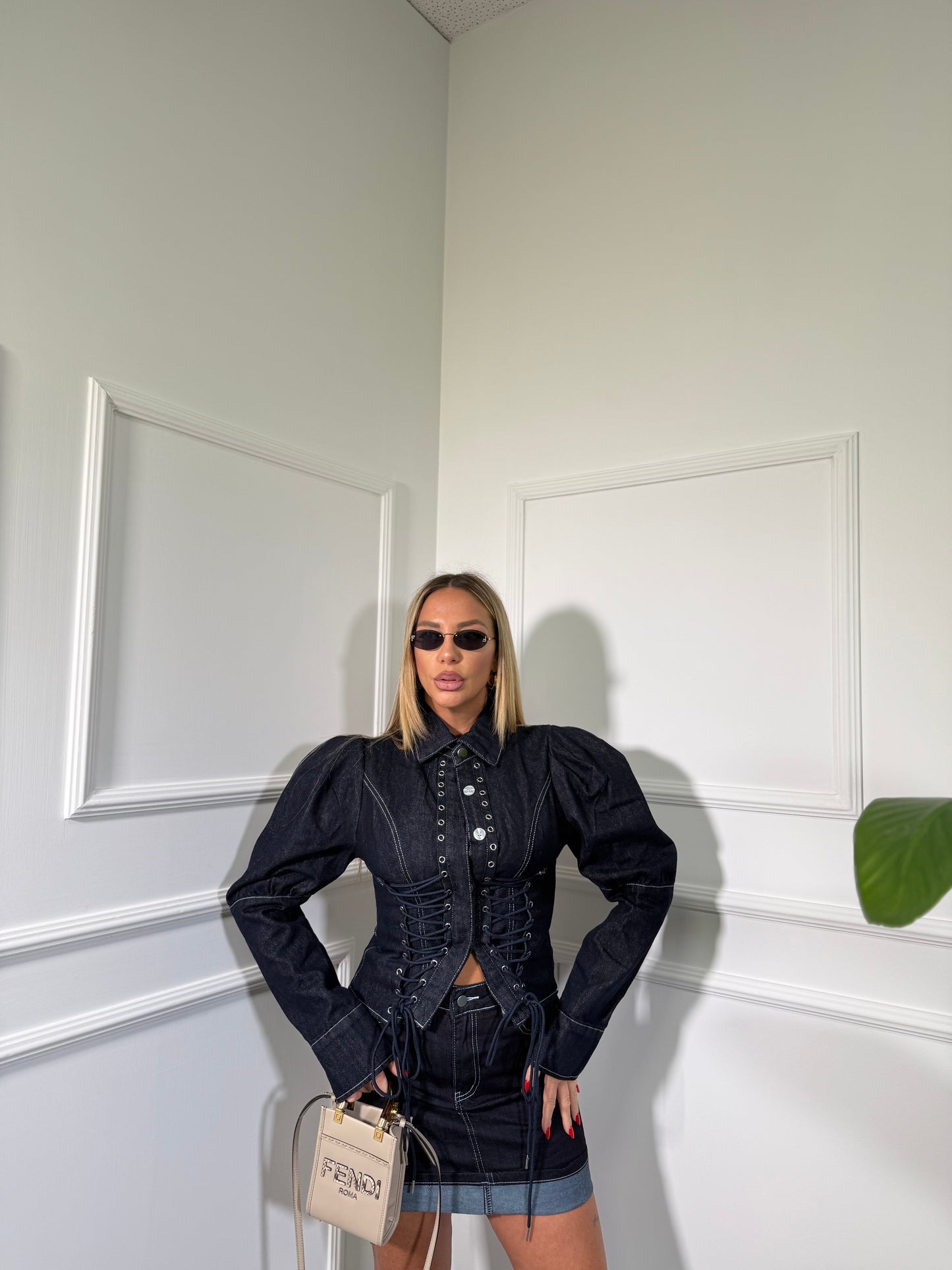 Gonna in denim con piegone lavaggio zero 6438