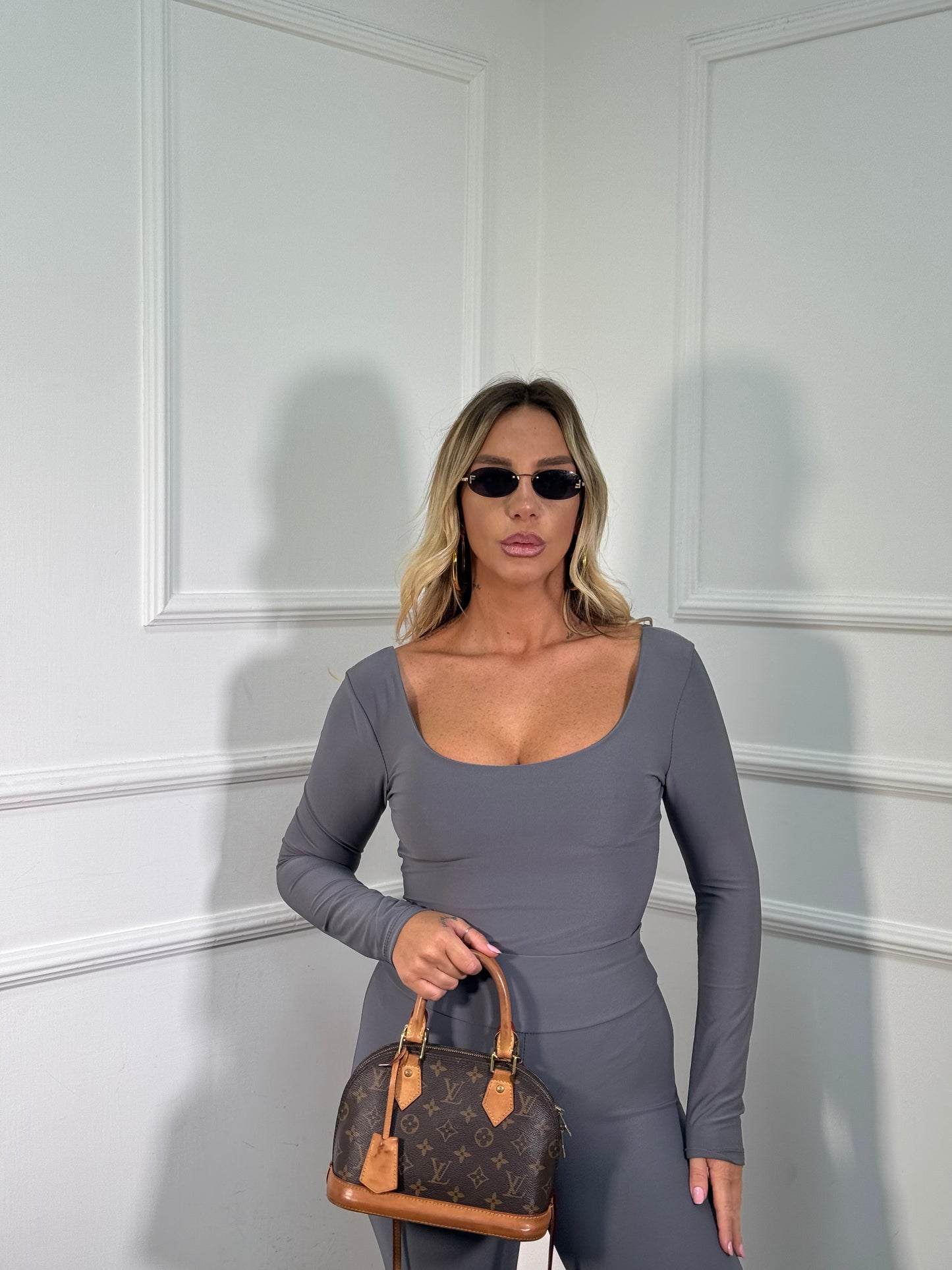 Coordinato in lycra con body Bond Street grigio 5660