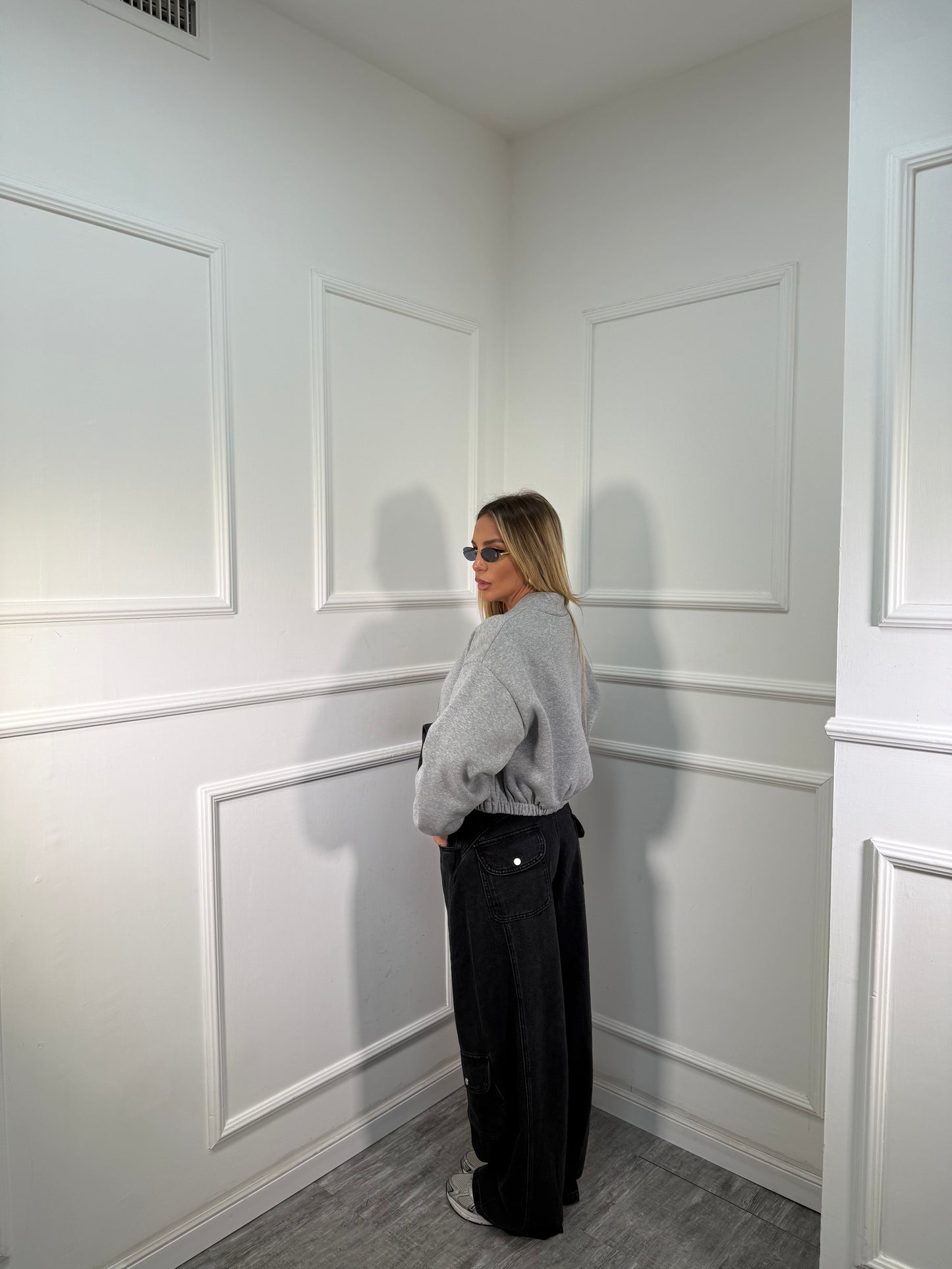 Jeans balloon multi tasche nero lc1218