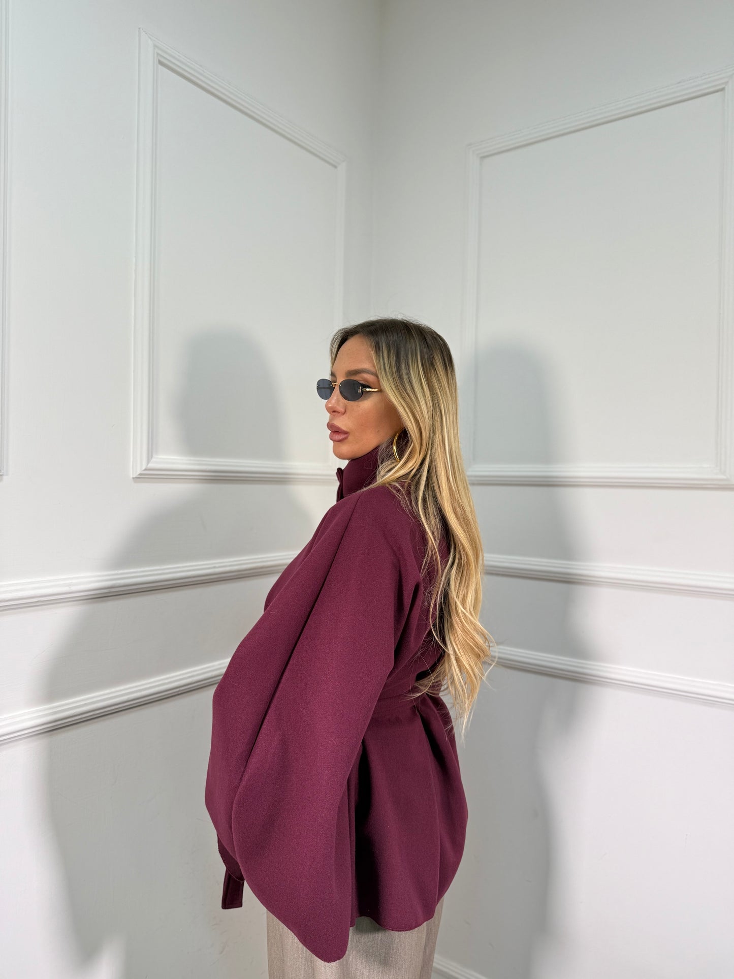 Mantella cappotto Georgette bordeaux 25978