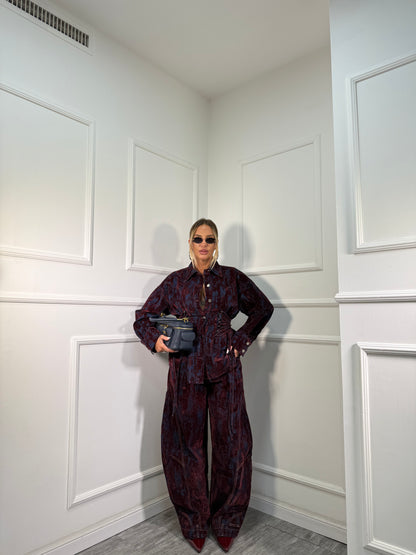 Jeans in denim e velluto Trust bordeaux 6631