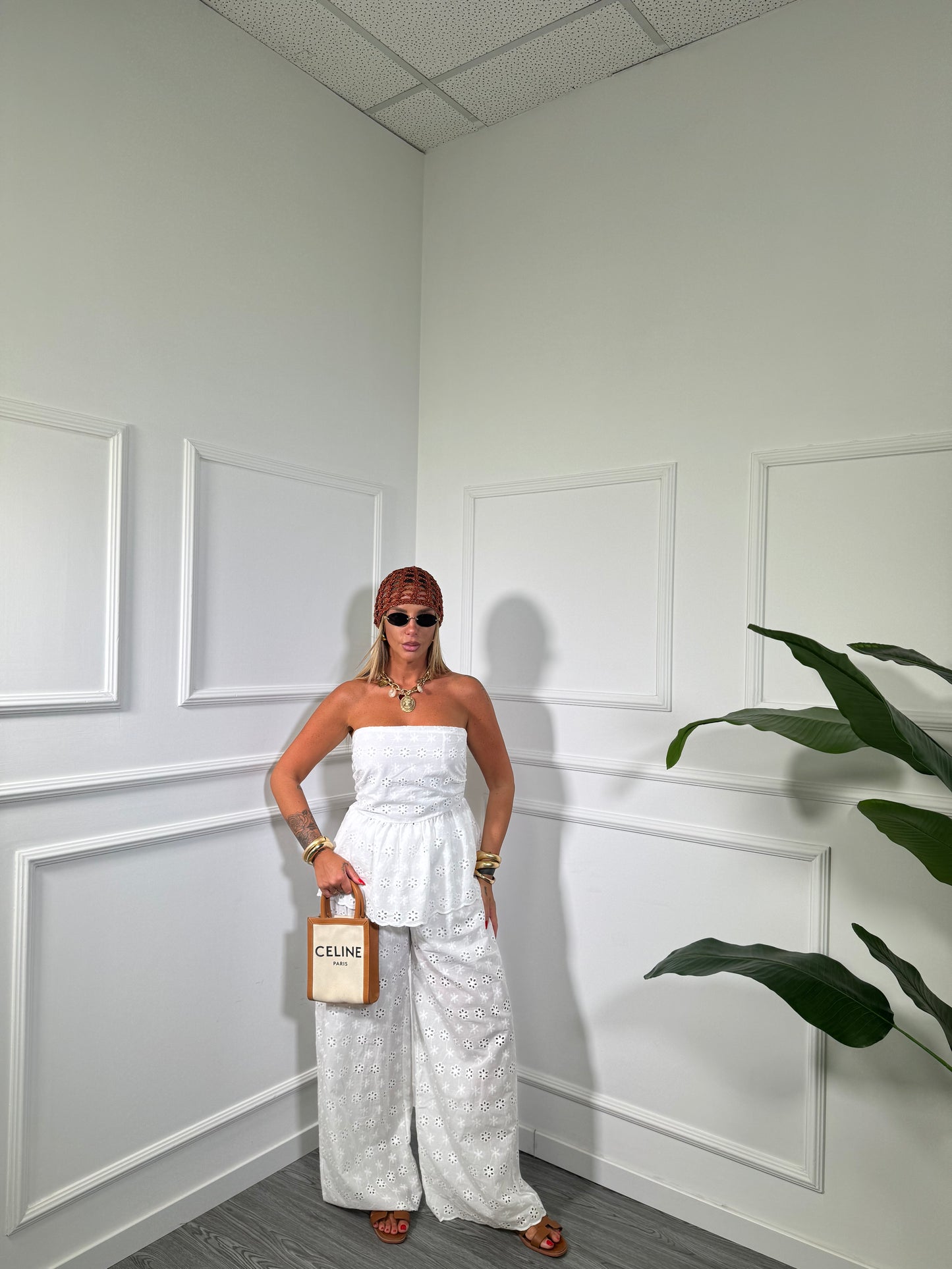Coordinato a fascia in pizzo san gallo (curvy) bianco 006394