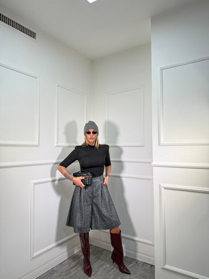 Bermuda misto lana spigato Victoria grigio 23172