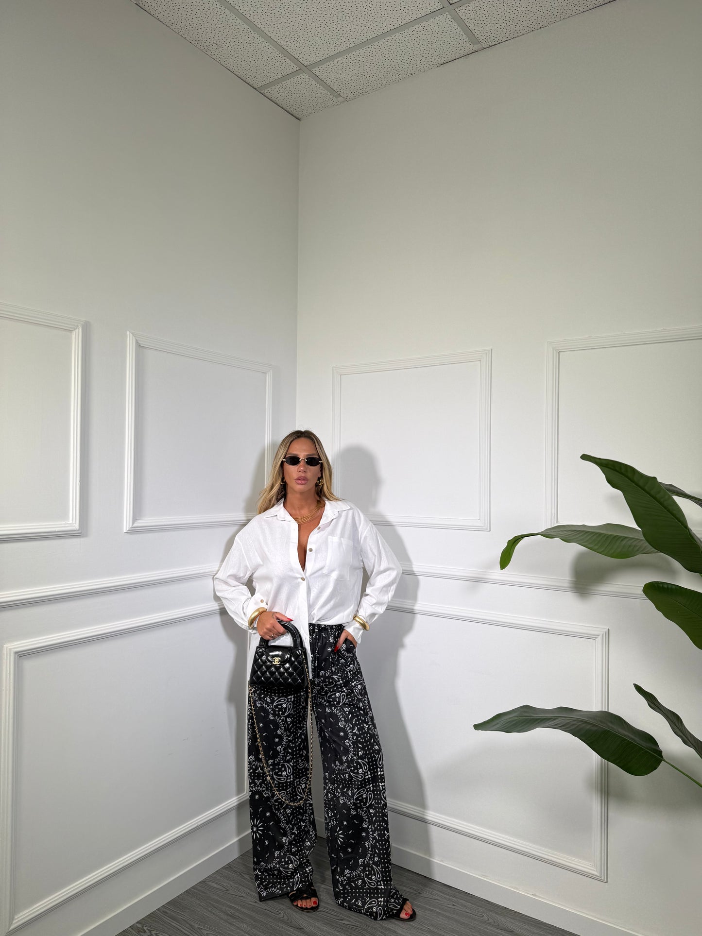 Pantaloni palazzo bandana Scorpyos nero