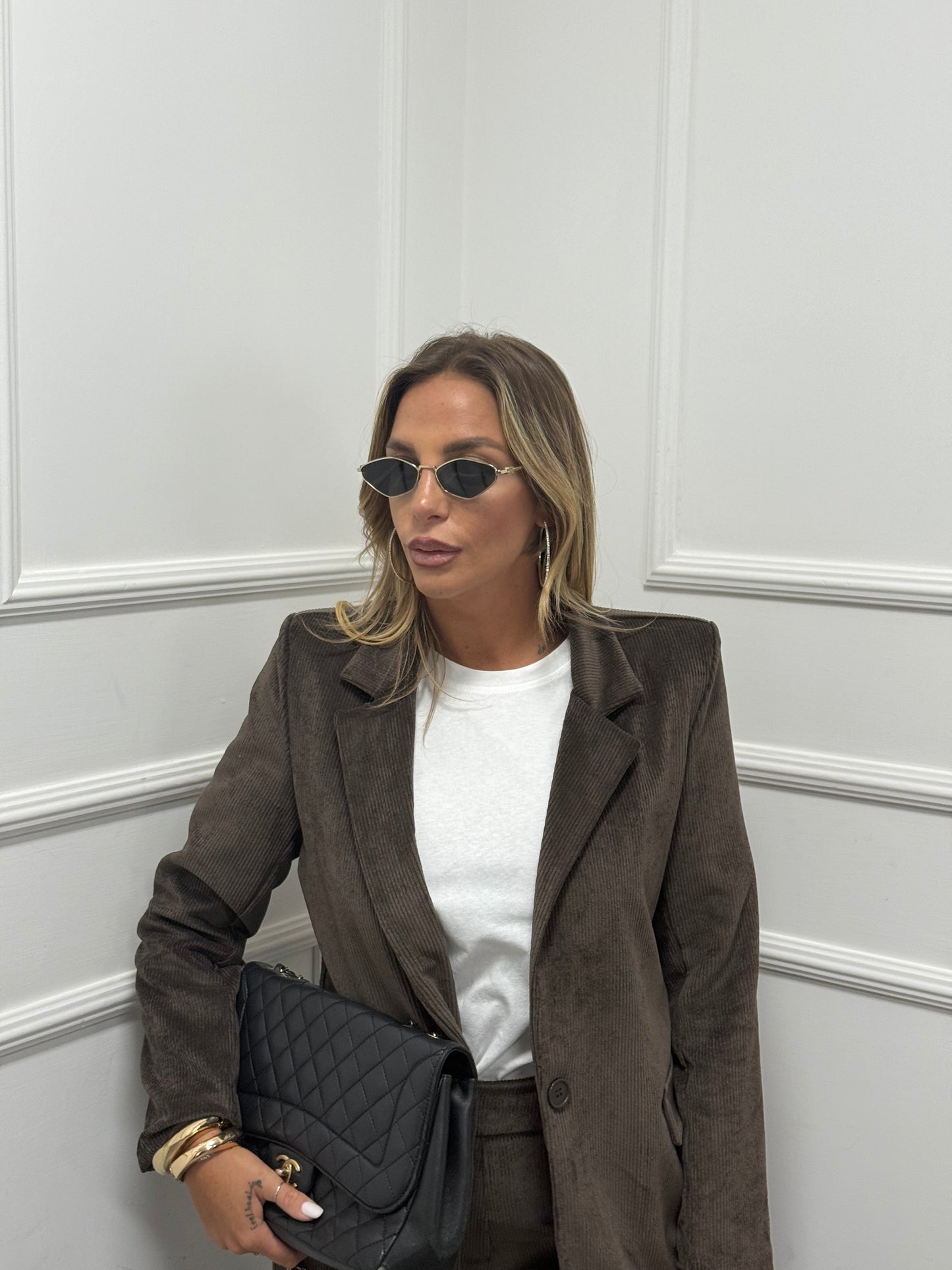 Tailleur a costine in velluto Evelin cioccolato  2073