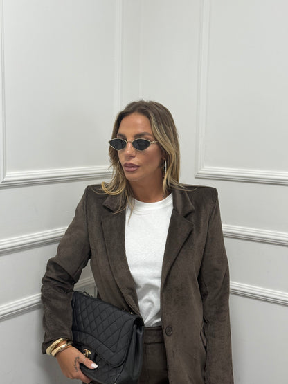 Tailleur a costine in velluto Evelin cioccolato  2073