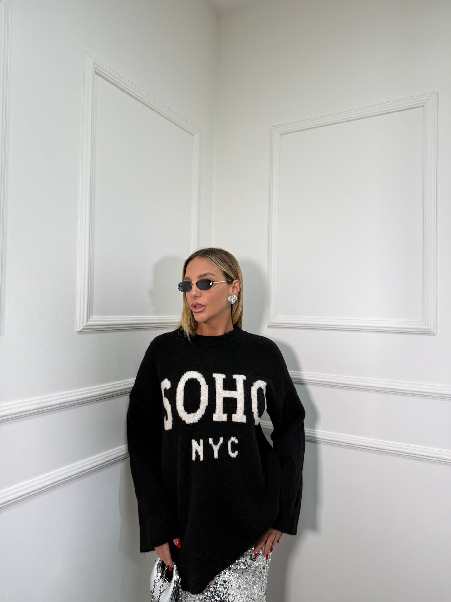 Maxi pullover Soho nero 30028