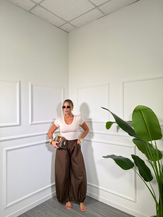 Pantaloni balloon in cotone Florence by justwest marrone cnz21