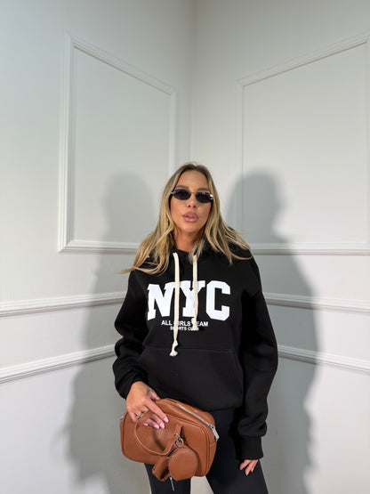 Felpa in pile NYC nera