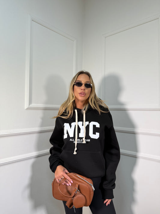 Felpa in pile NYC nera