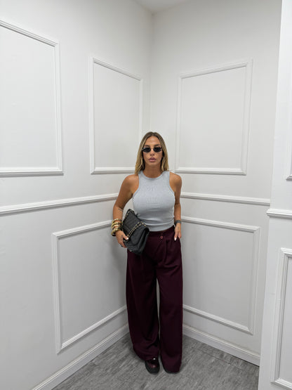 Pantaloni palazzo bustino asimmetrico Citylife vinaccia 12728