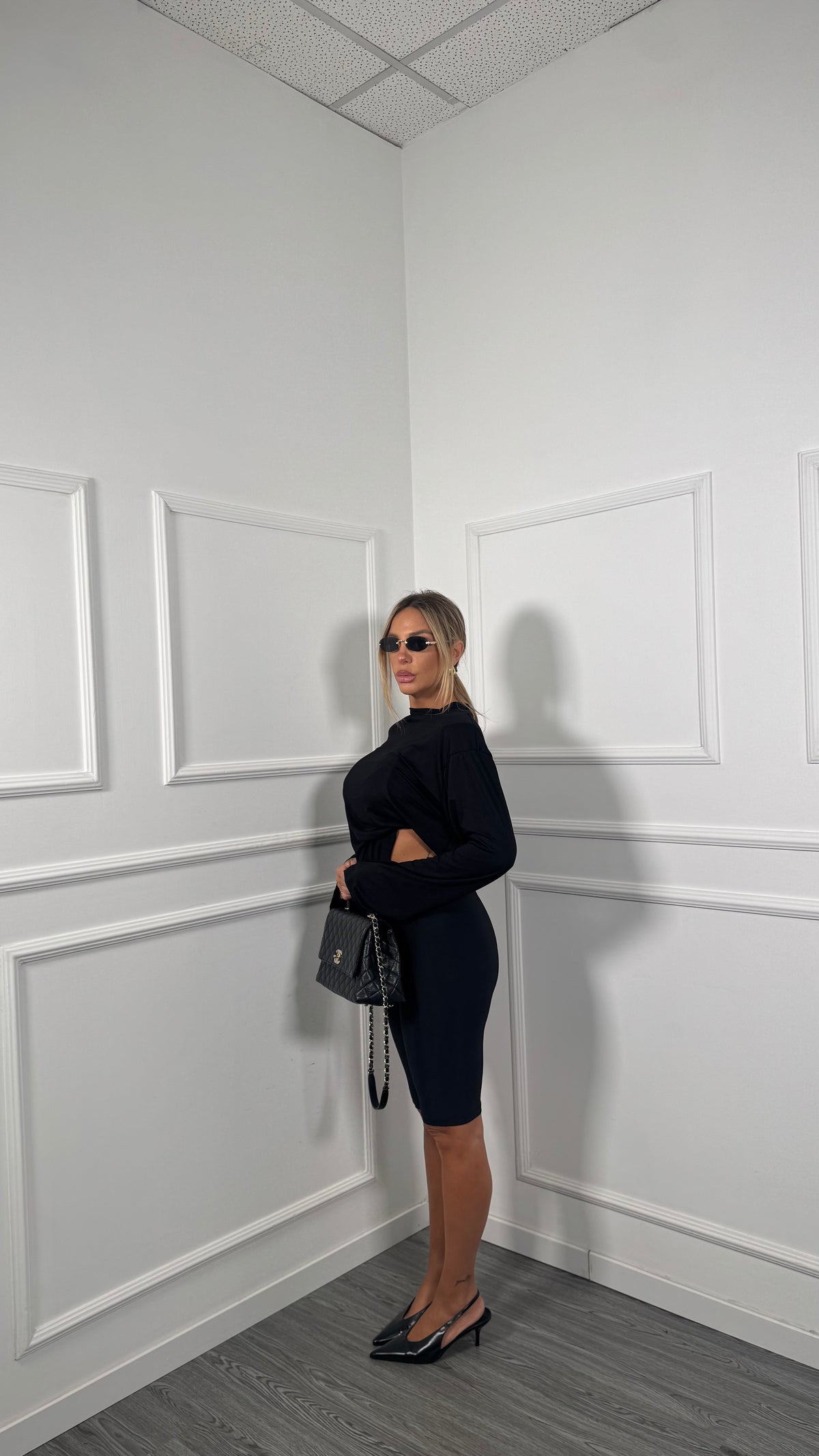 Capri pants in lycra nero