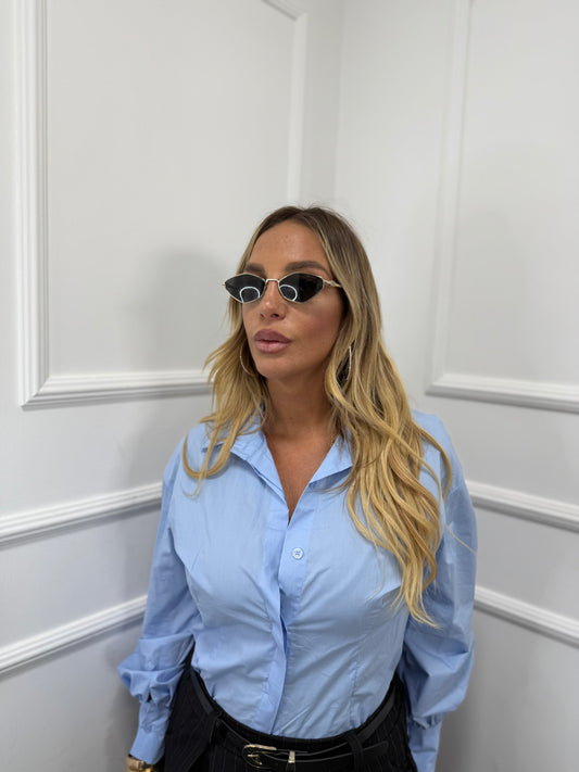 Camicia in cotone avvitata Essential azzurra c81163