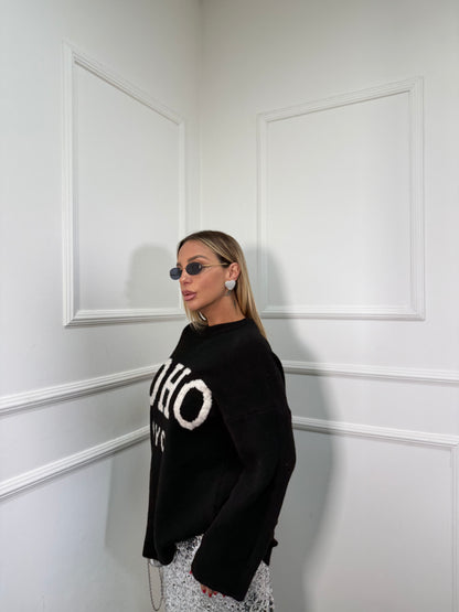 Maxi pullover Soho nero 30028