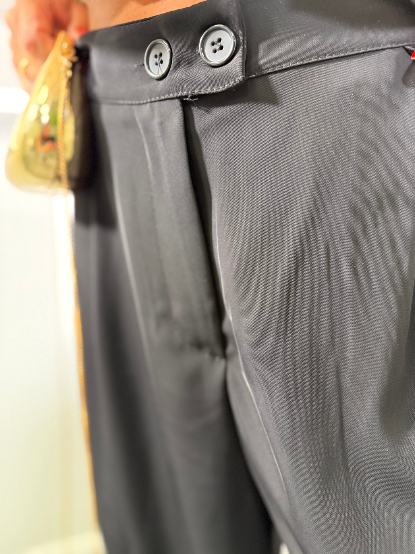 Pantaloni palazzo doppio bottone (curvy) Crissy nero 250805