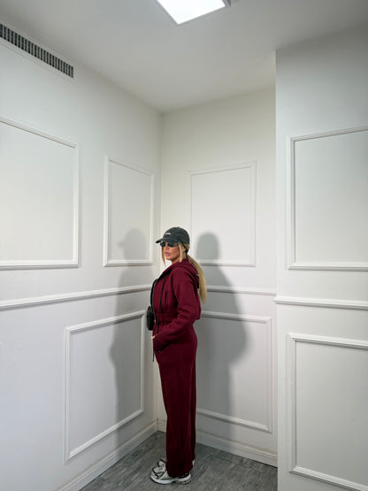 Coordinato in pile Tris bordeaux 22671
