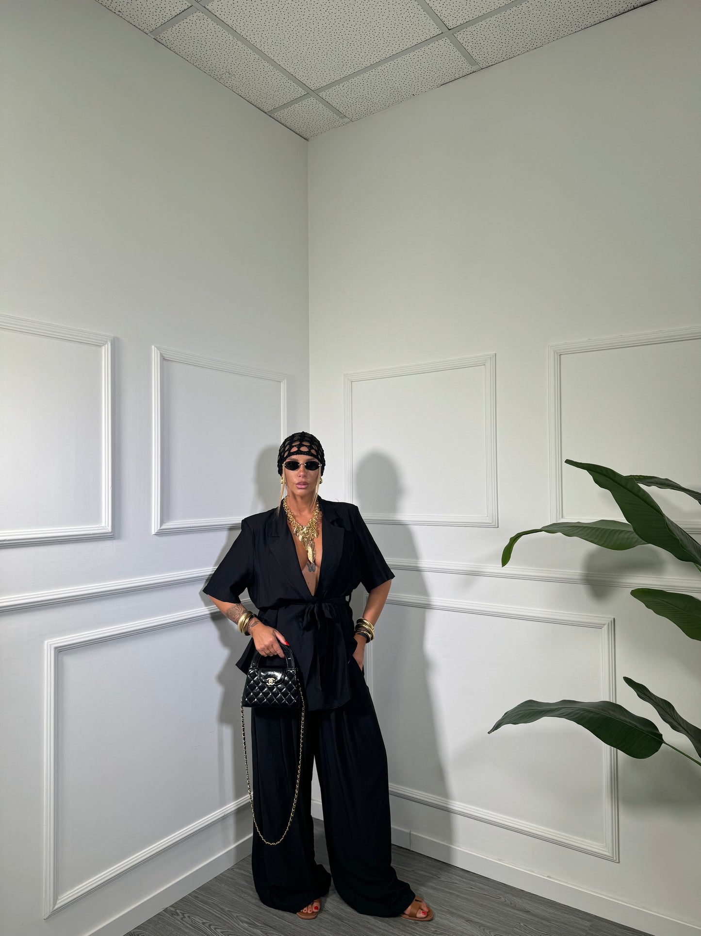 Tailleur in viscosa (curvy) Glenda nero 250624
