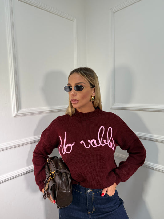Pullover misto lana No vabbè bordeaux 258428