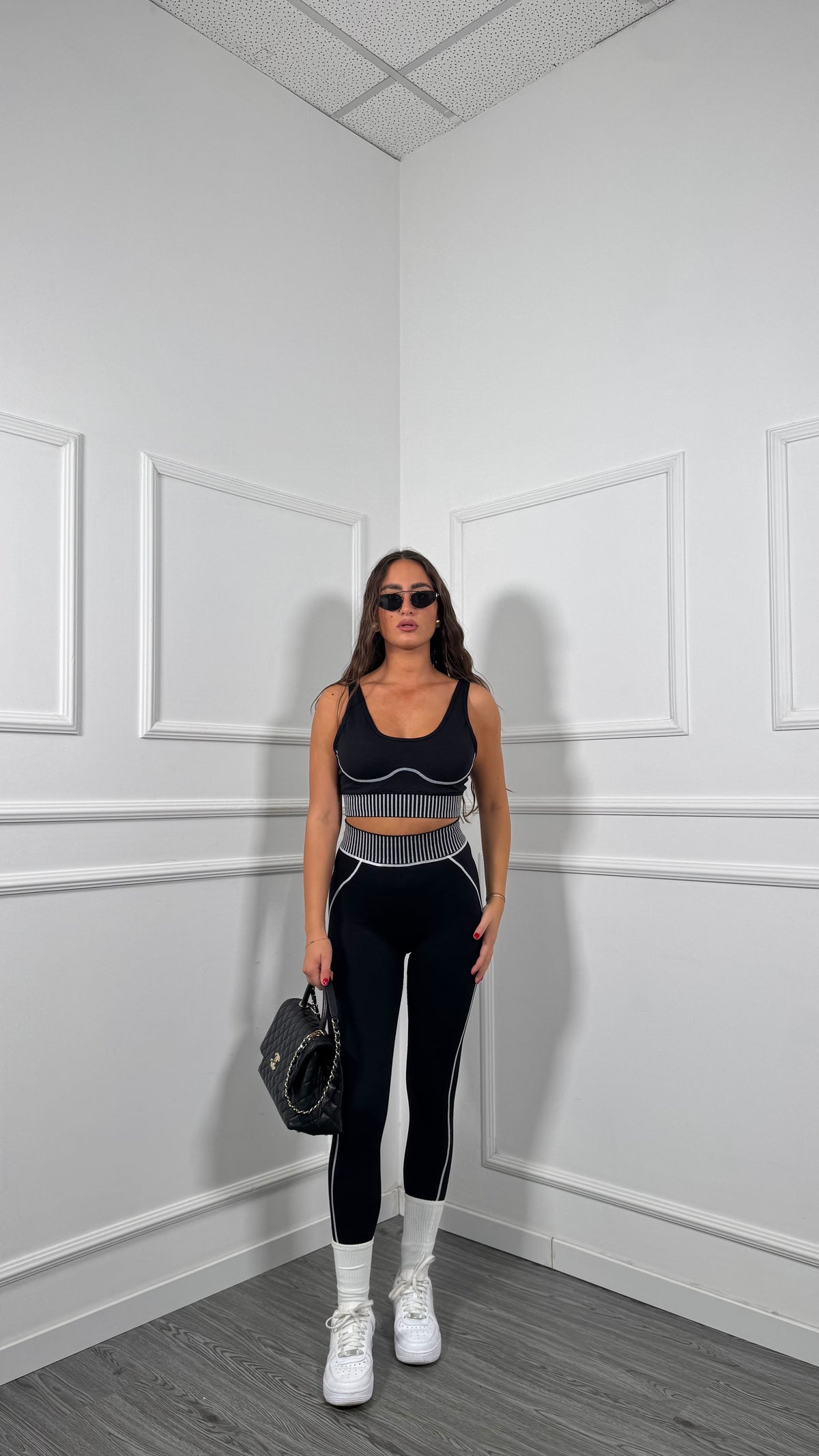 Coordinato contenitivo Pilates nero 3201
