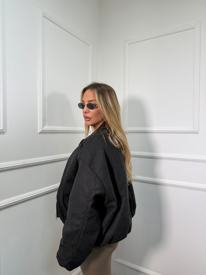 Bomber oversize lana cotta Travel grigio fumo 312