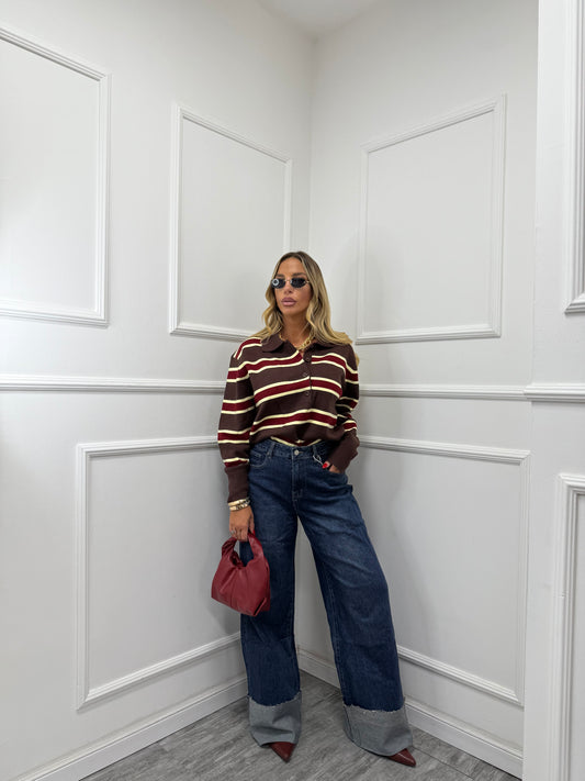 Jeans palazzone con piegone Claire lavaggio scuro yw1327