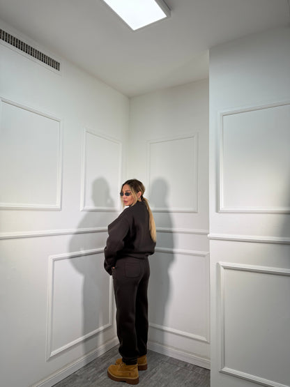 Coordinato tuta in pile Stoccolma cioccolato 22663