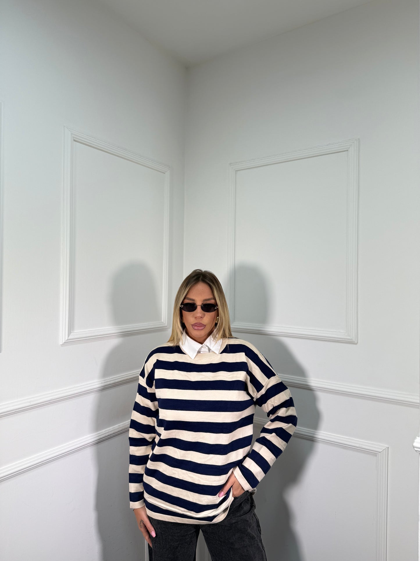 Maglioncino lana rasata Amber blu 3612