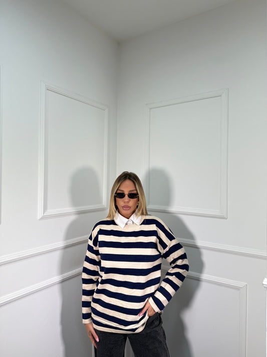 Maglioncino lana rasata Amber blu 3612