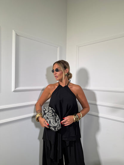 Coordinato con top lungo asimmetrico CURVY Magaluf nero 8638