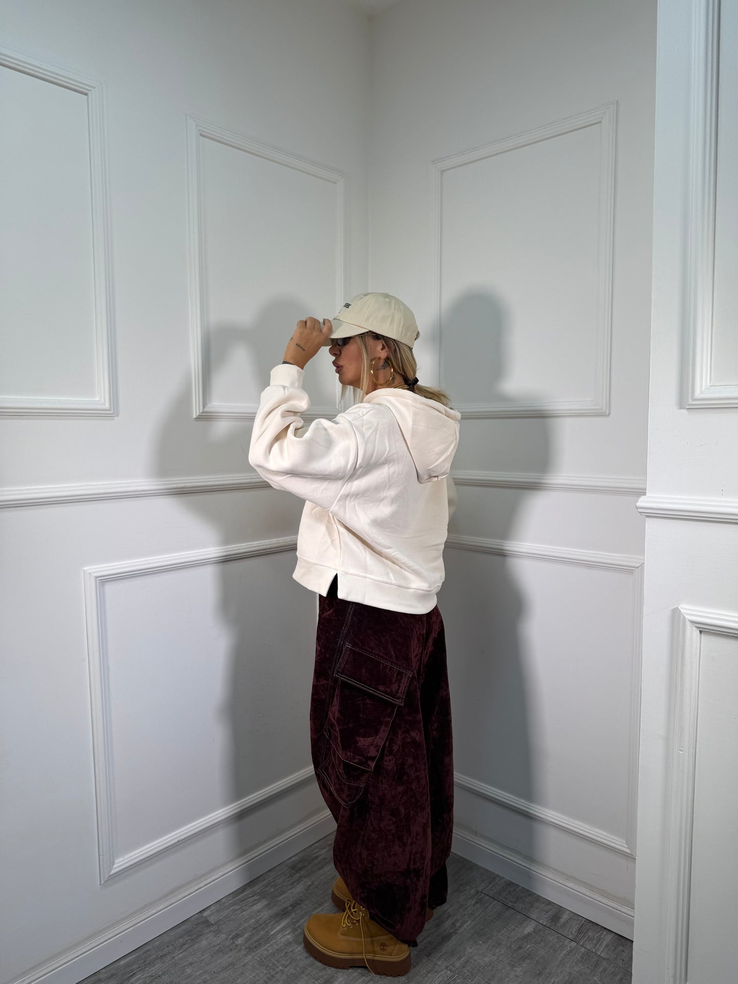 Jeans balloon denim e velluto Tonka bordeaux 6640