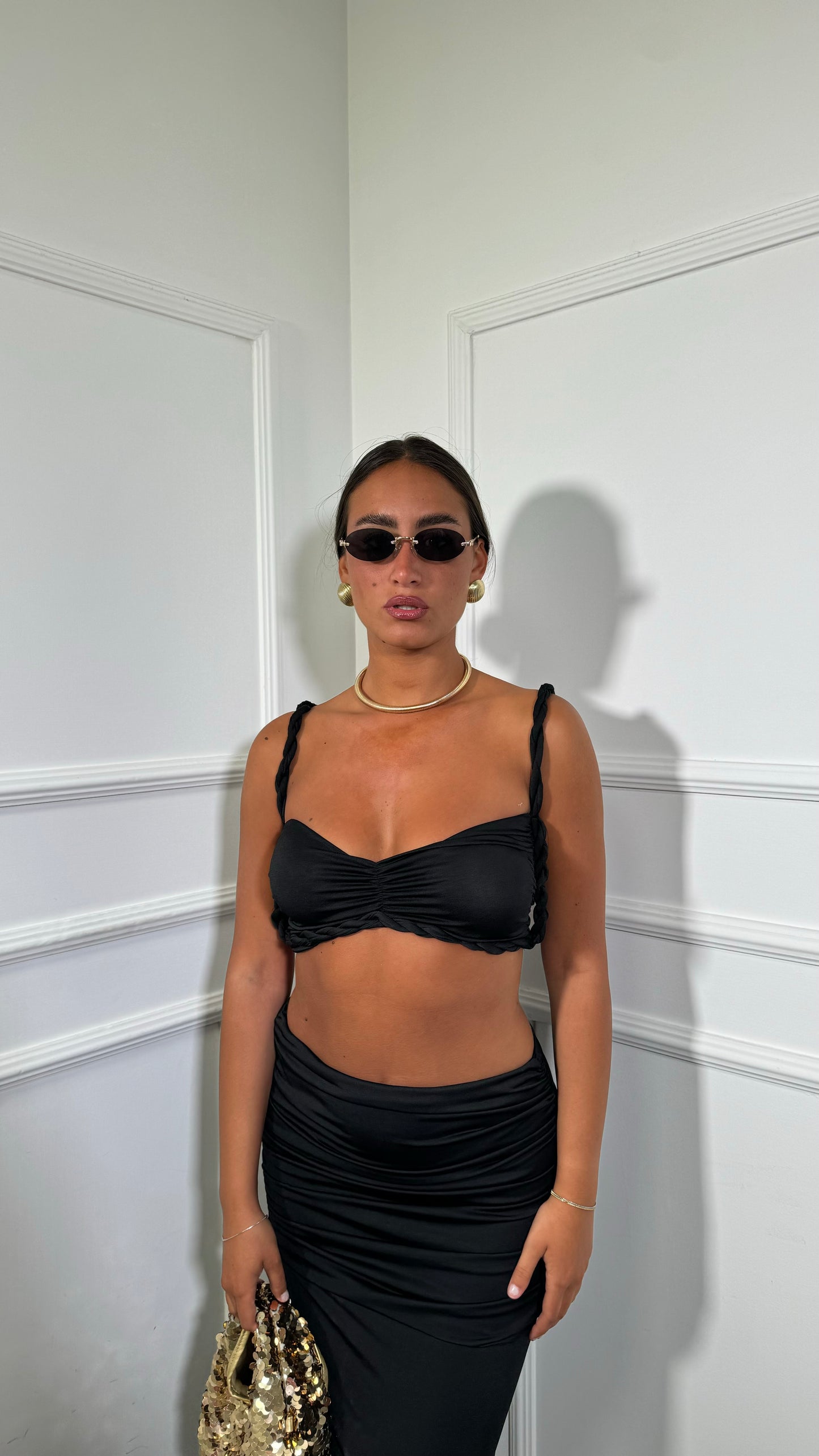 Coordinato in lycra Calliope nero