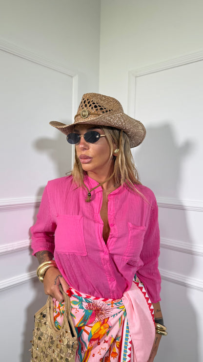 Camicia con taschini 100% cotone Bocadillo fucsia 212553a
