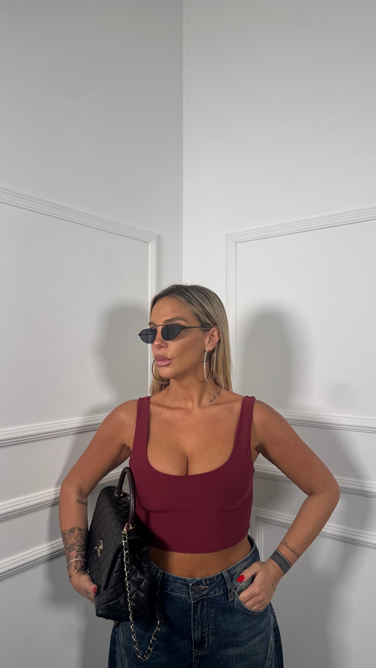 Top crop in lycra Besty bordeaux  16810