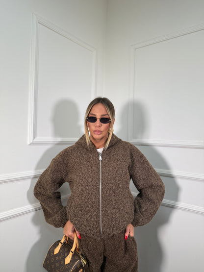 Coordinato tuta lana cotta Bear cioccolato 50815