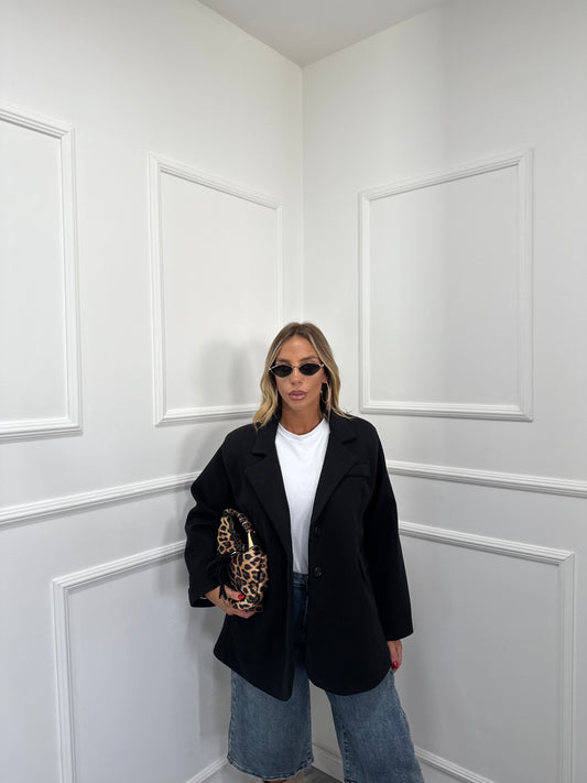 Blazer coat in panno oversize Must Have nero 22305